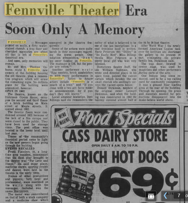 Dickinson Opera House - From Oct 14 1970 Article (newer photo)